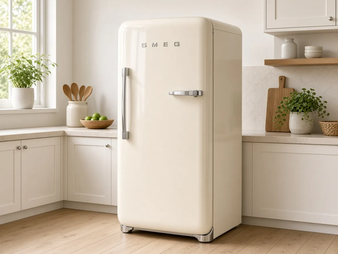 Smeg fridge in a kitchen with matching styling