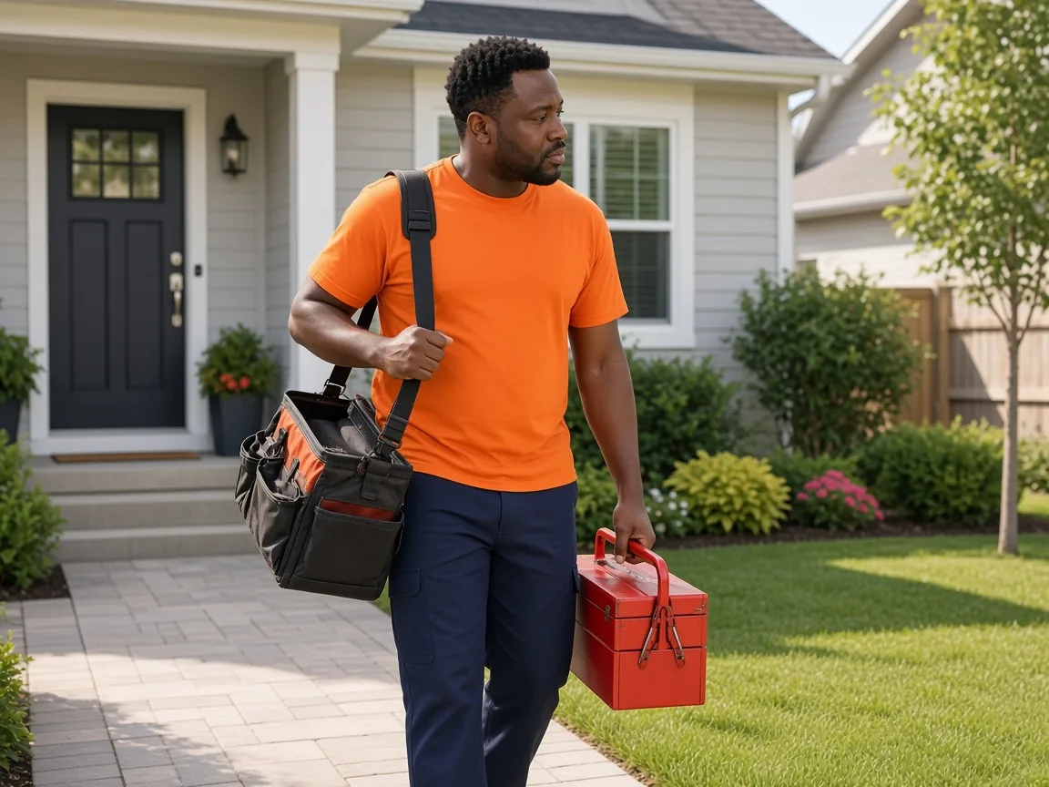 Electro technician arriving for a household appliance repair callout in Harare
